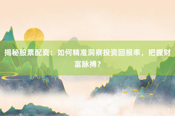 揭秘股票配资：如何精准洞察投资回报率，把握财富脉搏？