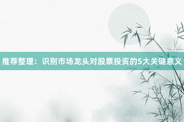 推荐整理：识别市场龙头对股票投资的5大关键意义