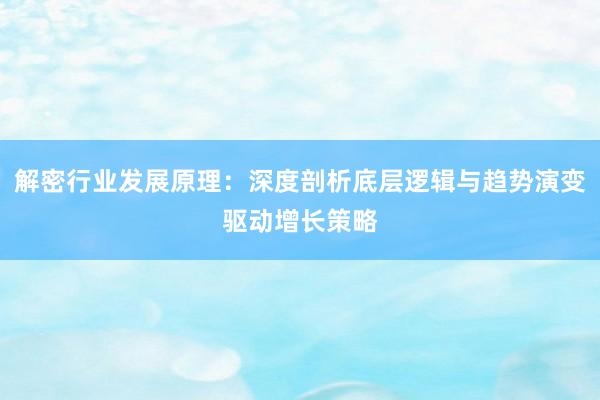 解密行业发展原理：深度剖析底层逻辑与趋势演变驱动增长策略