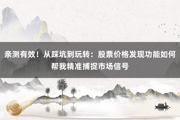 亲测有效！从踩坑到玩转：股票价格发现功能如何帮我精准捕捉市场信号